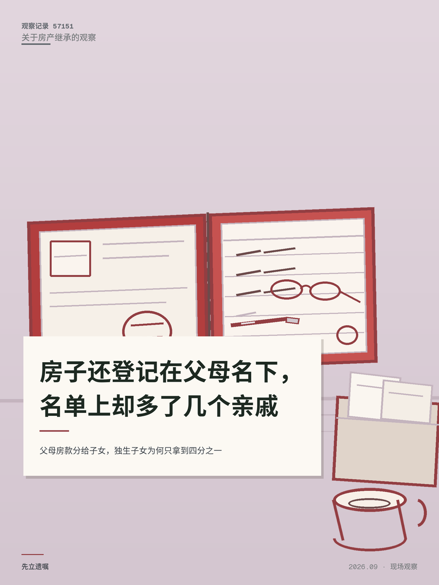 父母房款分给子女，独生子女为何只拿到四分之一