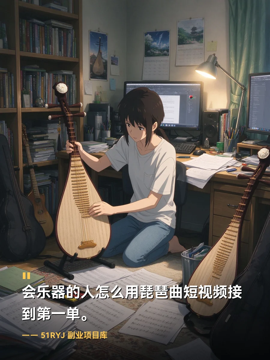 会乐器的人怎么用琵琶曲短视频接到第一单
