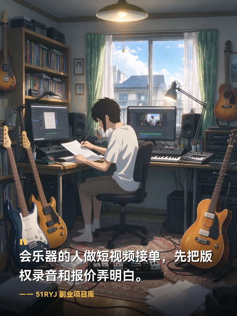 会乐器的人做短视频接单，先把版权录音和报价弄明白