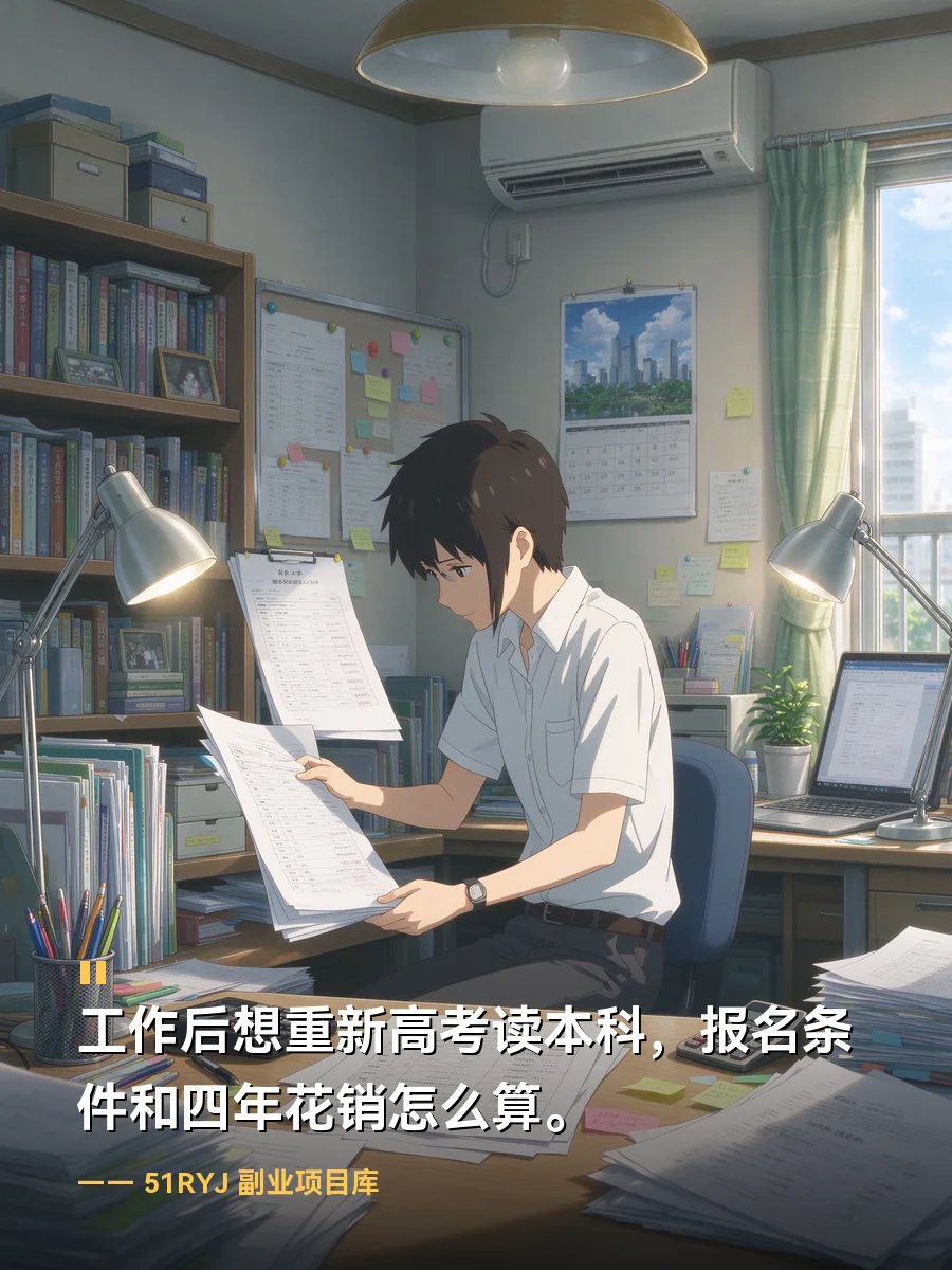 工作后想重新高考读本科，报名条件和四年花销怎么算