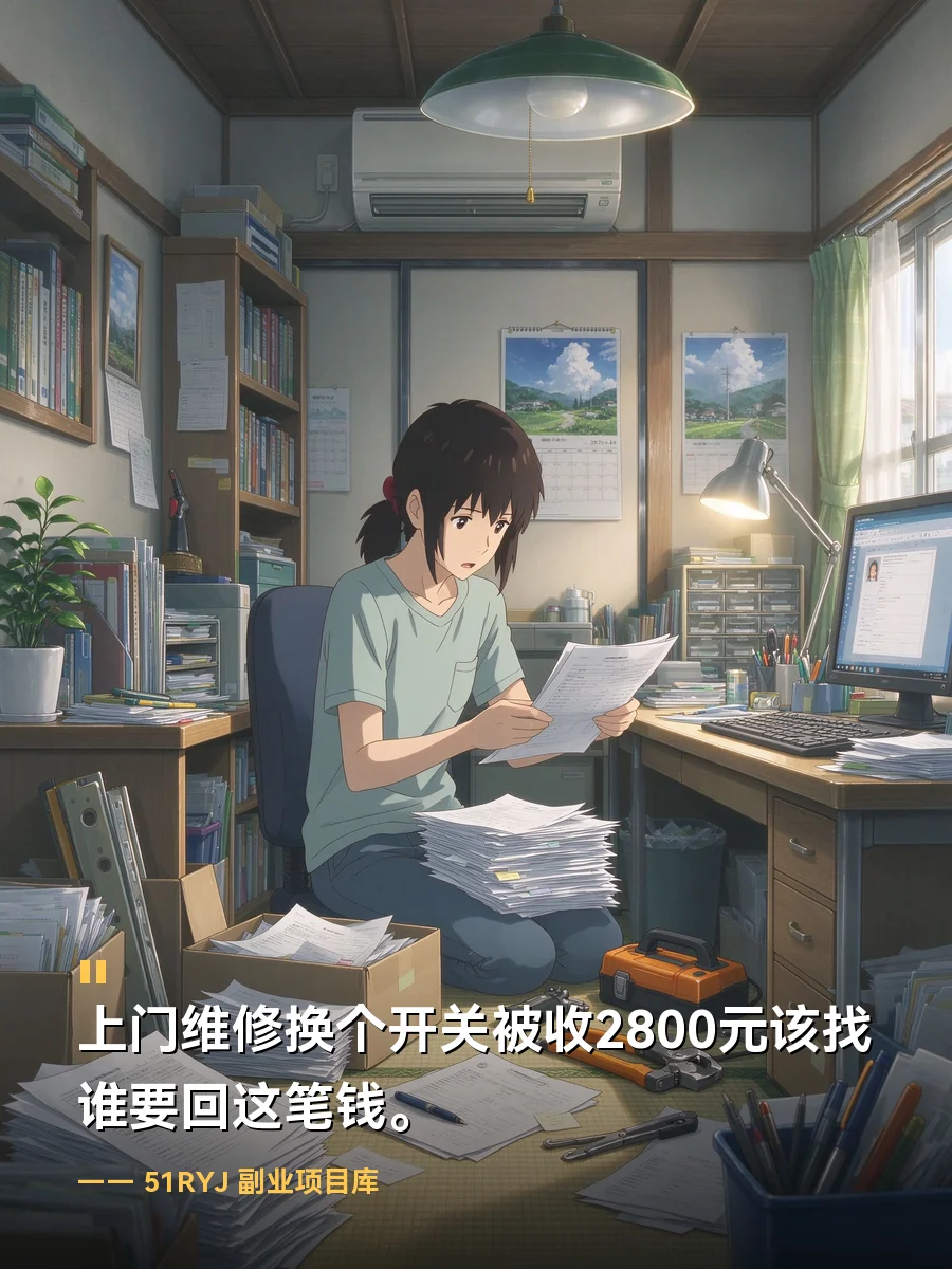 上门维修换个开关被收2800元该找谁要回这笔钱