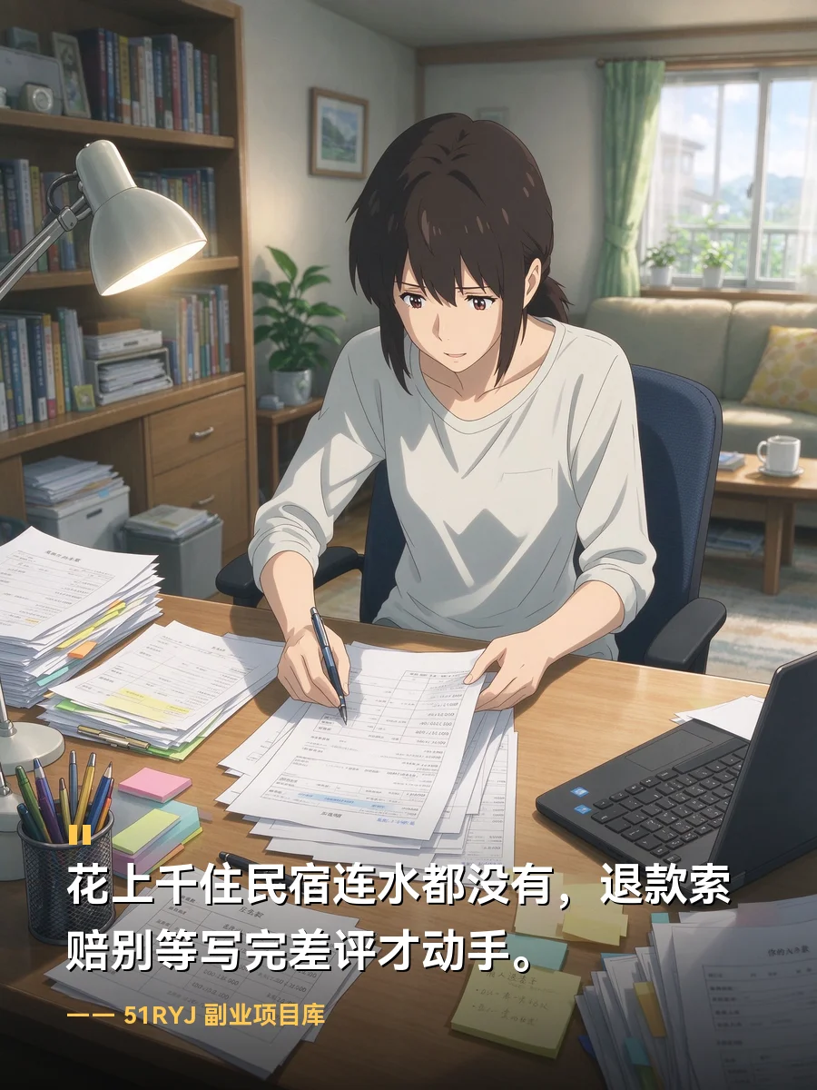 花上千住民宿连水都没有，退款索赔别等写完差评才动手