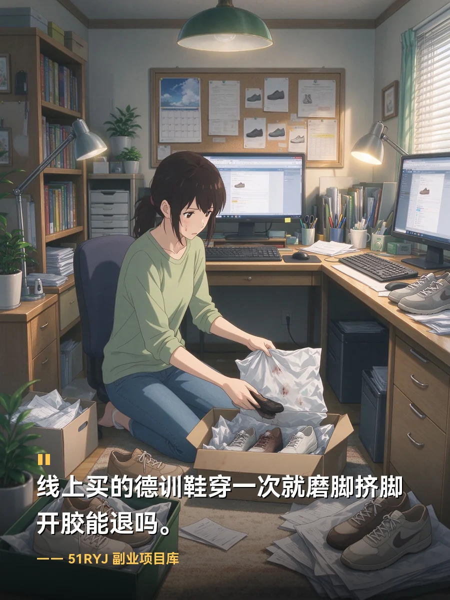 线上买的德训鞋穿一次就磨脚挤脚开胶能退吗