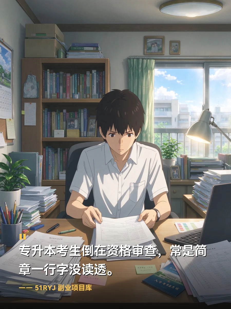 专升本考生倒在资格审查，常是简章一行字没读透