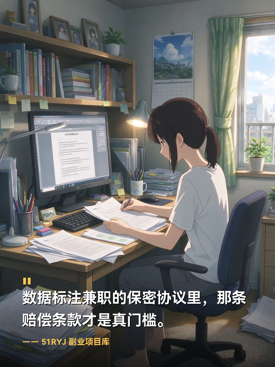 数据标注兼职的保密协议里，那条赔偿条款才是真门槛