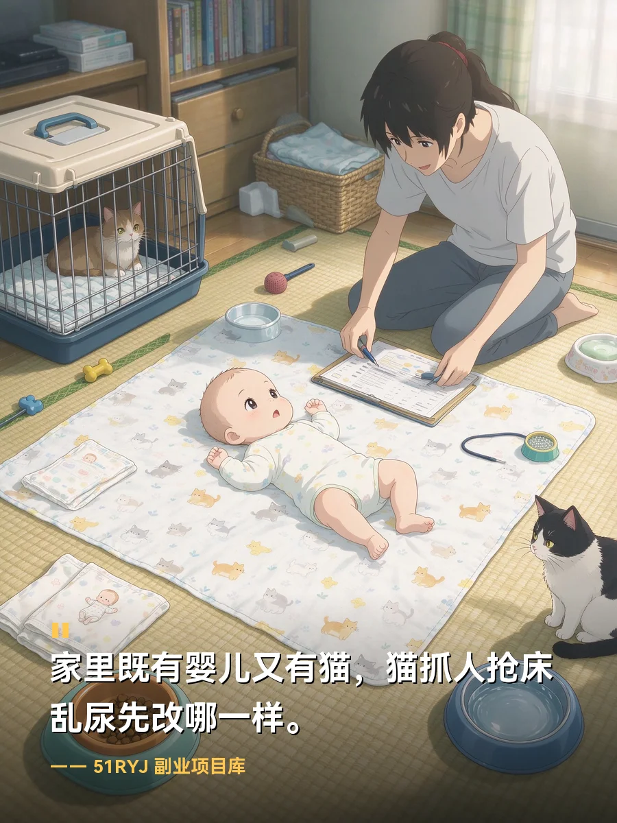 家里既有婴儿又有猫，猫抓人抢床乱尿先改哪一样