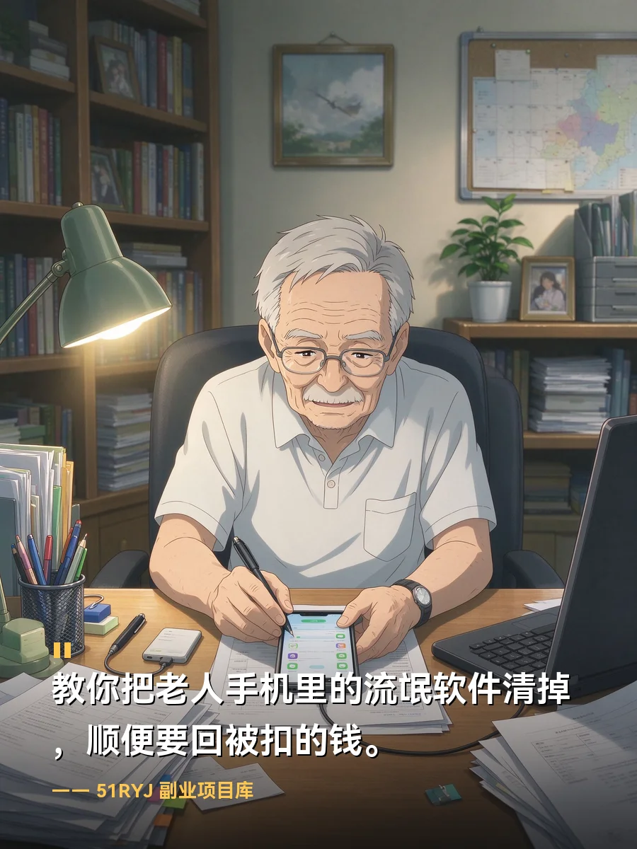 教你把老人手机里的流氓软件清掉，顺便要回被扣的钱