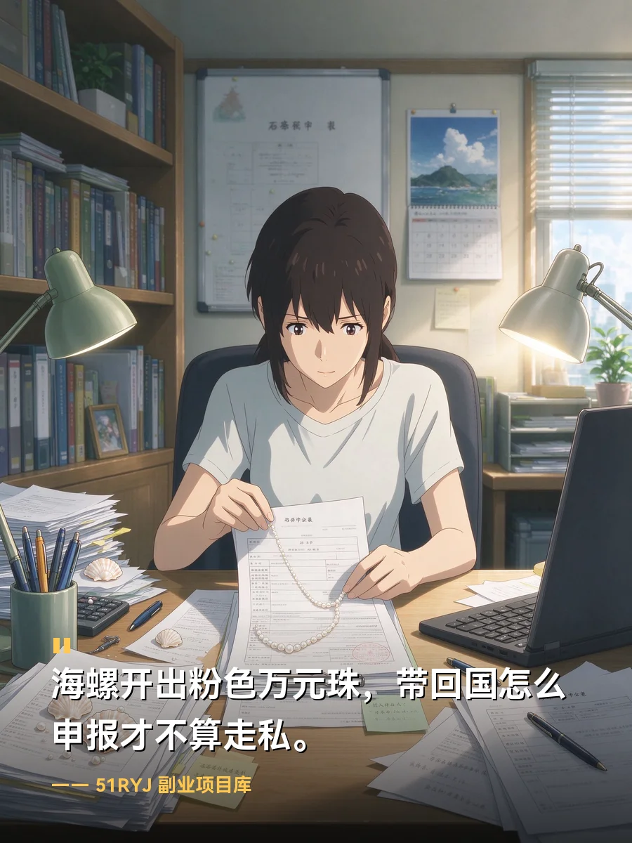 海螺开出粉色万元珠，带回国怎么申报才不算走私