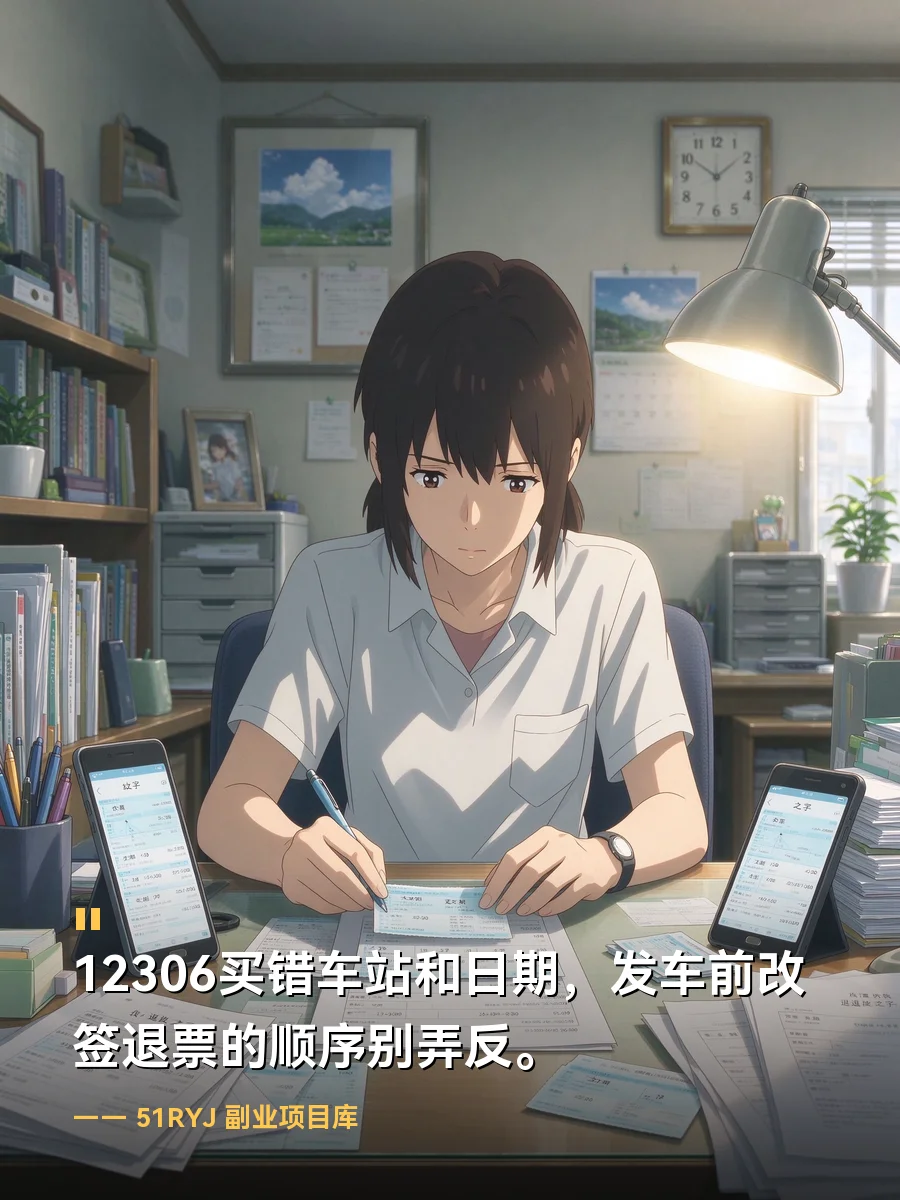 12306买错车站和日期，发车前改签退票的顺序别弄反