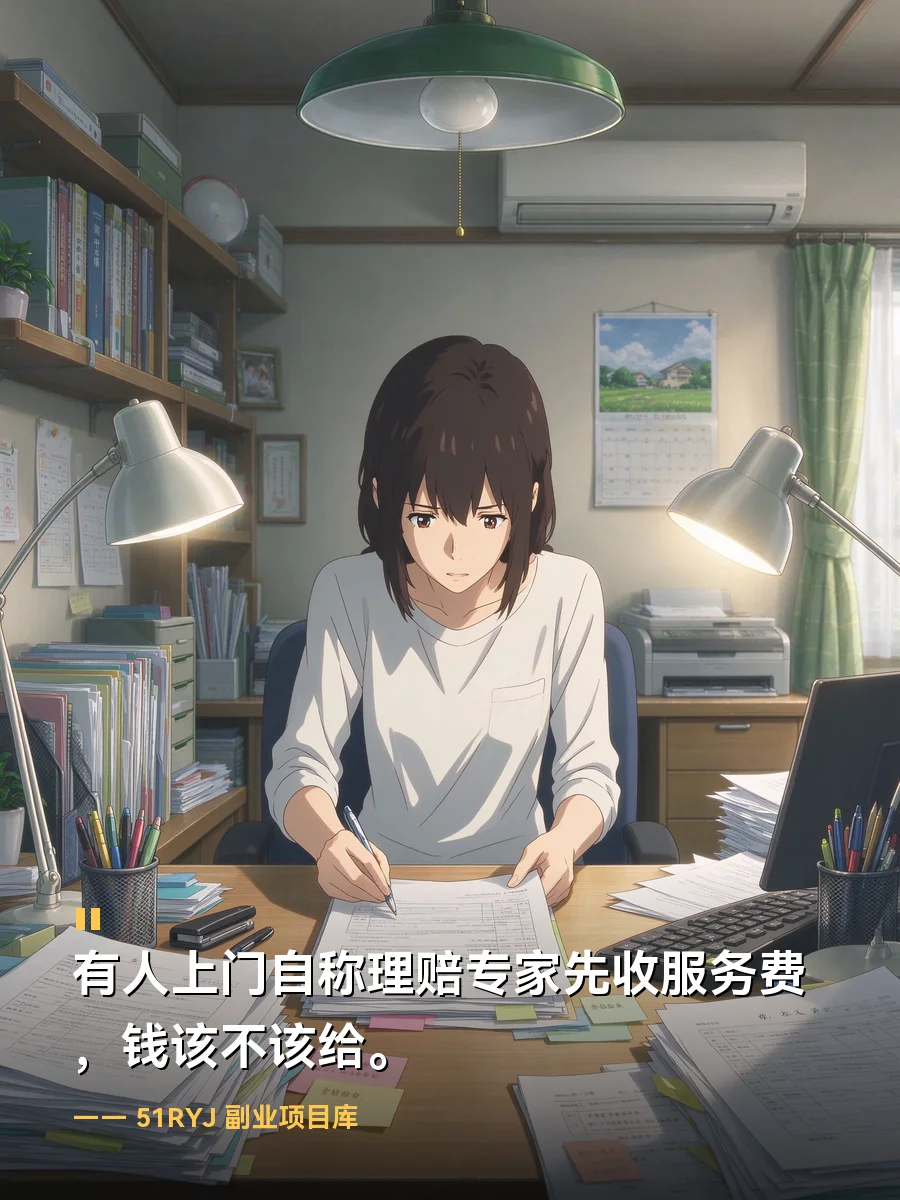 有人上门自称理赔专家先收服务费，钱该不该给