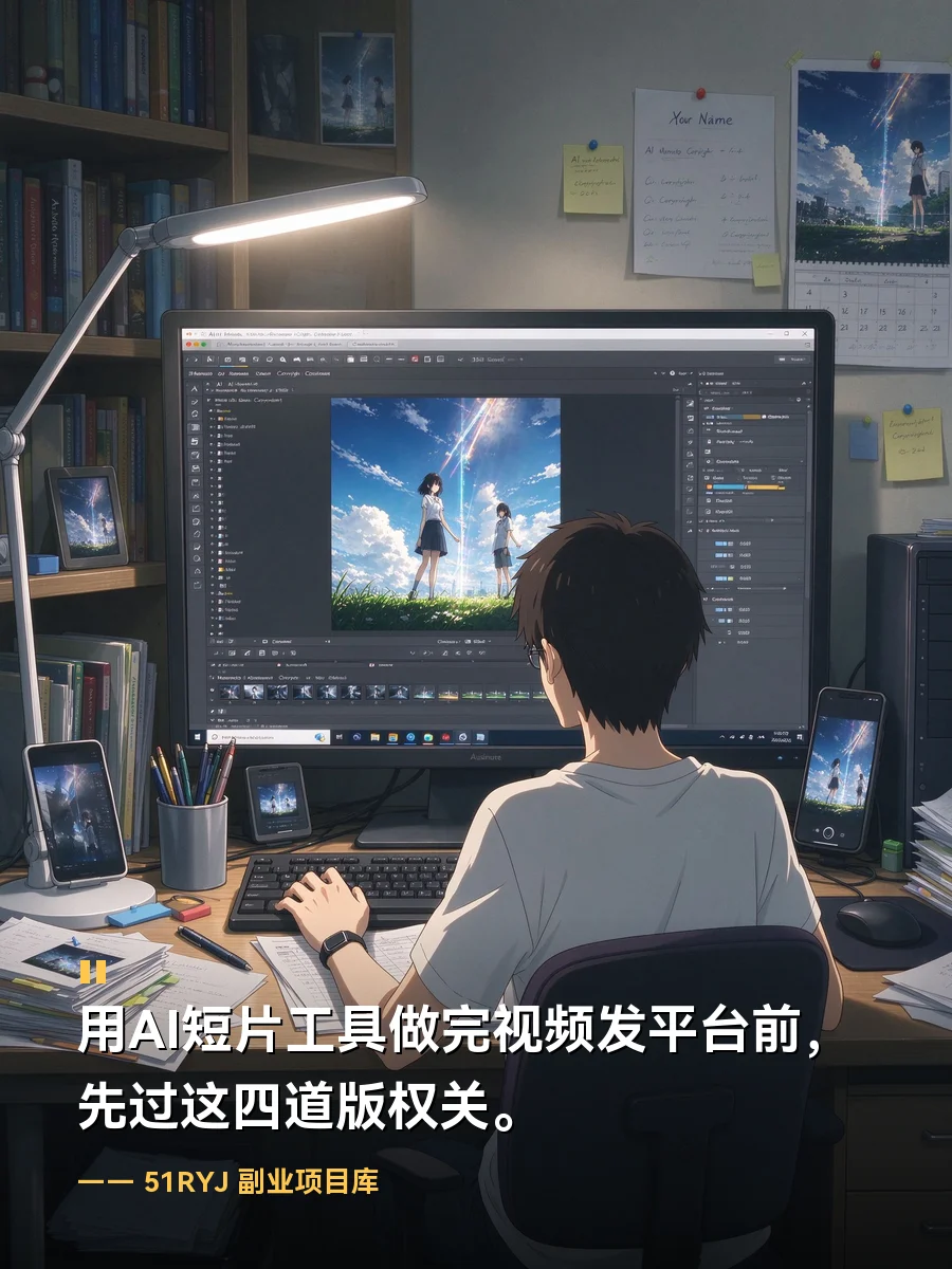 用AI短片工具做完视频发平台前，先过这四道版权关