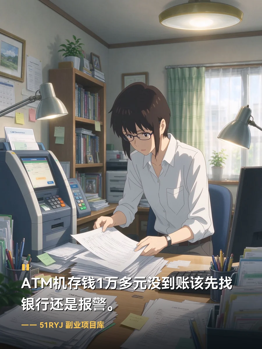 ATM机存钱1万多元没到账该先找银行还是报警？