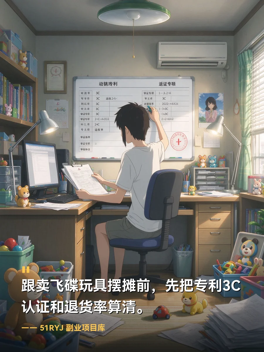 跟卖飞碟玩具摆摊前，先把专利3C认证和退货率算清
