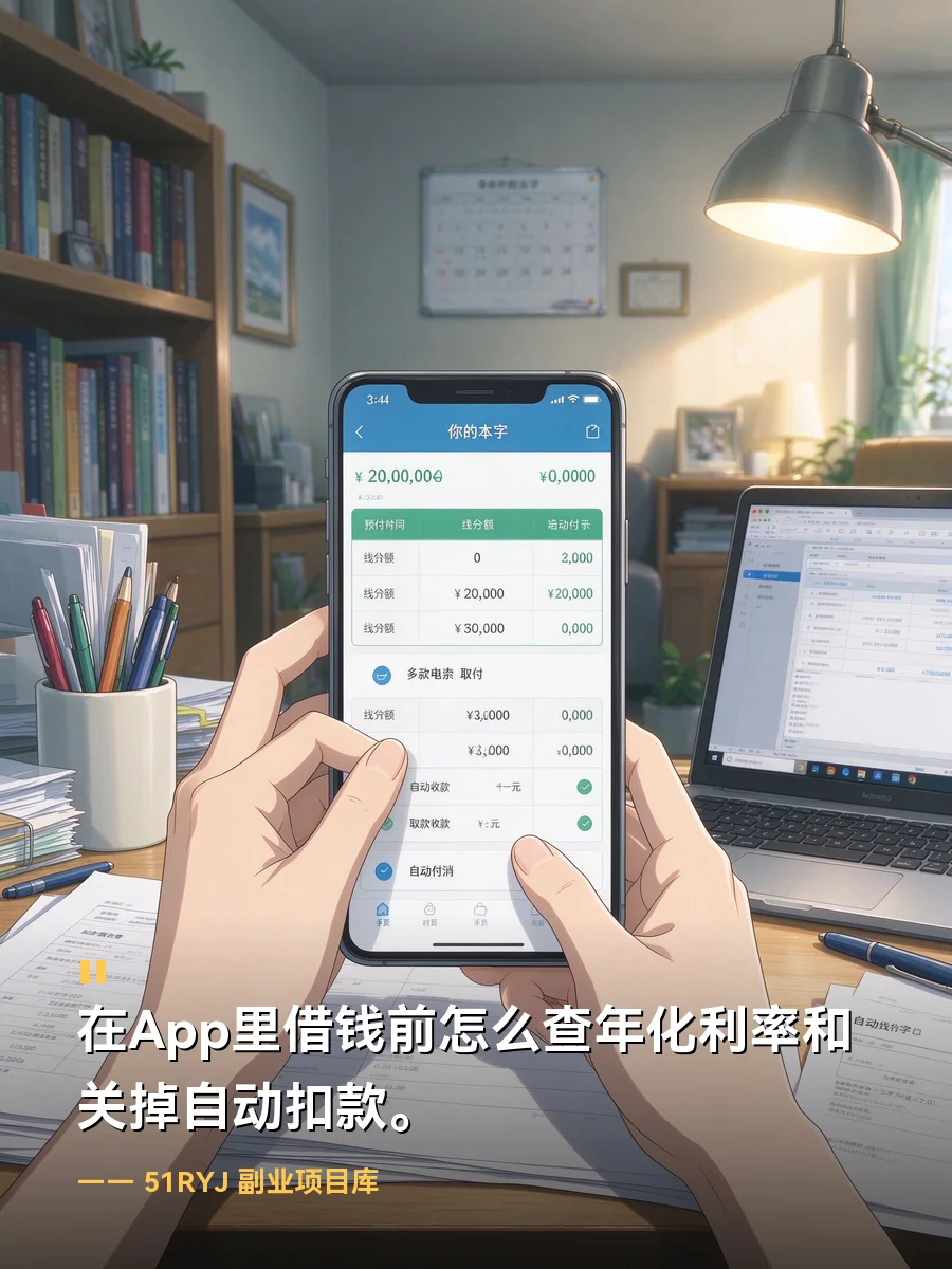 在App里借钱前怎么查年化利率和关掉自动扣款