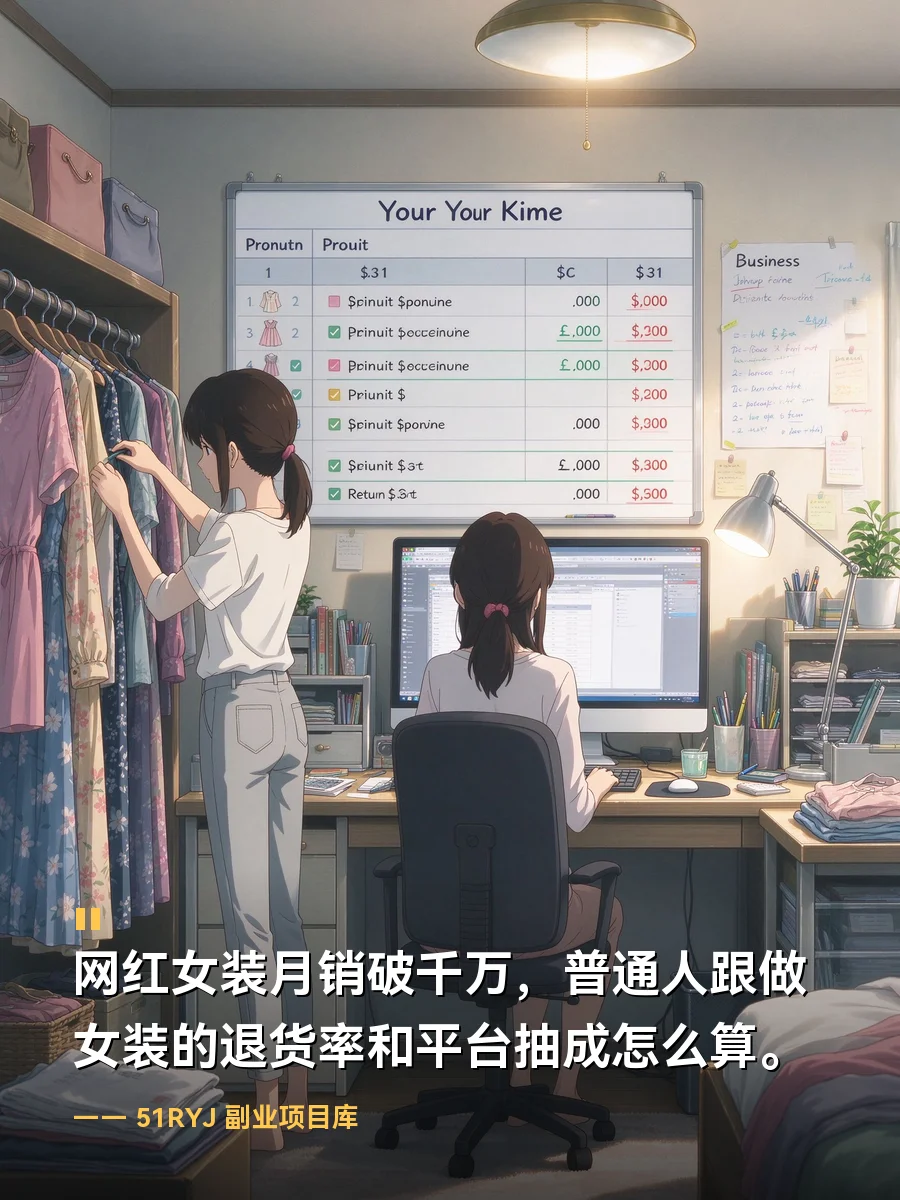 网红女装月销破千万，普通人跟做女装的退货率和平台抽成怎么算