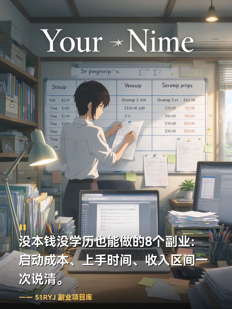 没本钱没学历也能做的 8 个副业：启动成本、上手时间、收入区间一次说清
