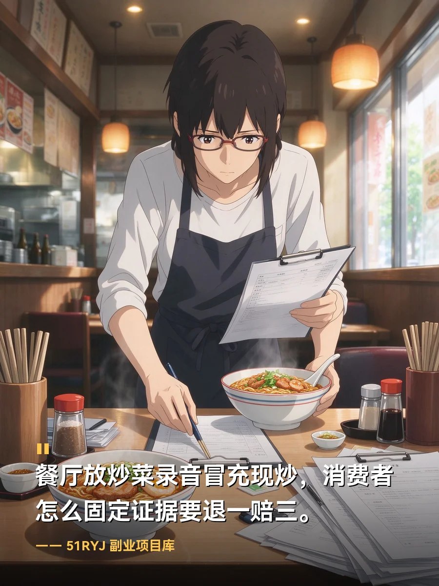 餐厅放炒菜录音冒充现炒，消费者怎么固定证据要退一赔三？