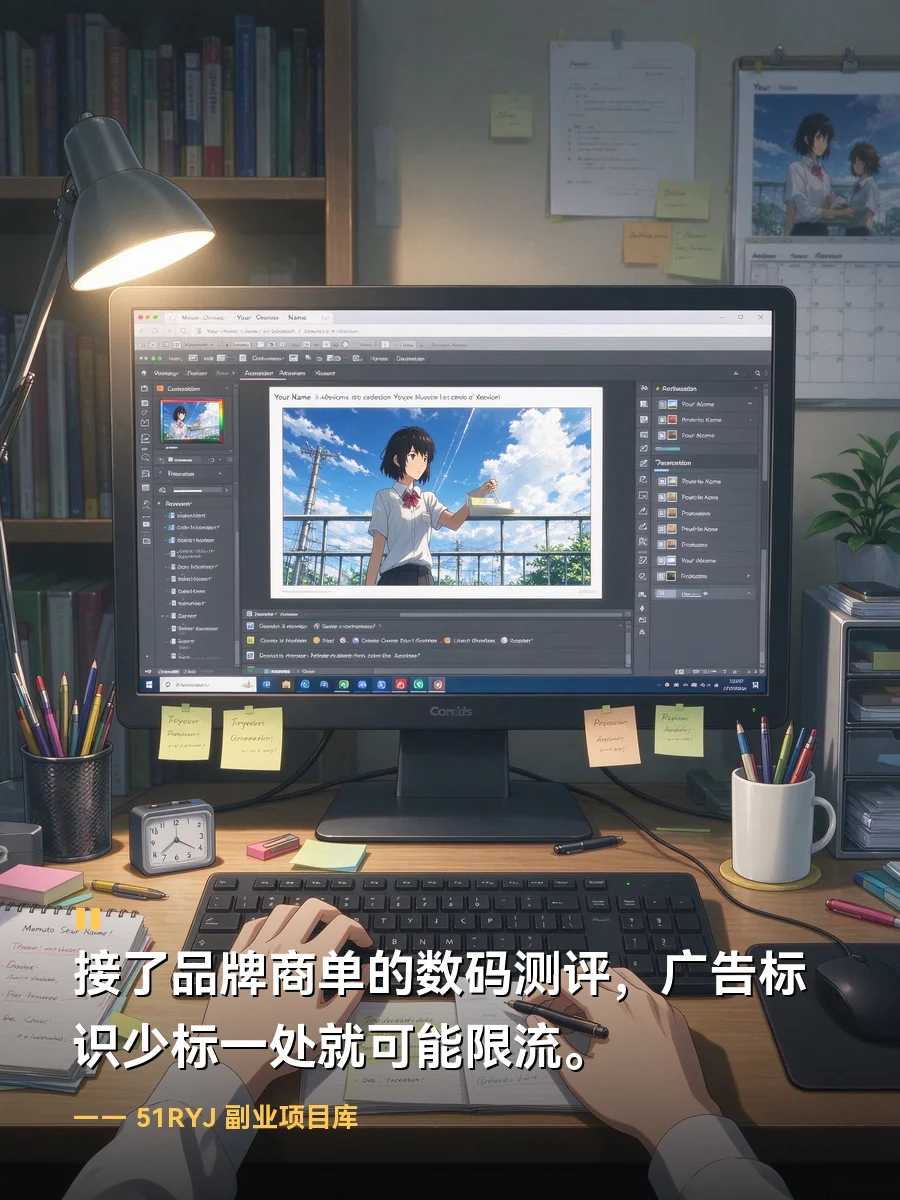 接了品牌商单的数码测评，广告标识少标一处就可能限流