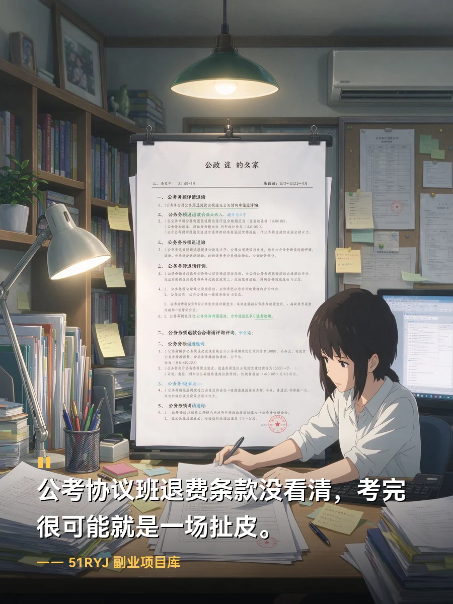 公考协议班退费条款没看清，考完很可能就是一场扯皮