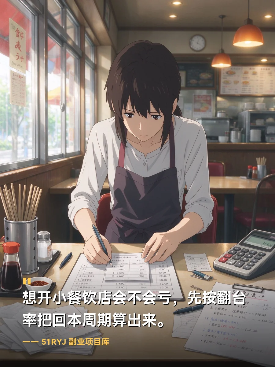 想开小餐饮店会不会亏，先按翻台率把回本周期算出来