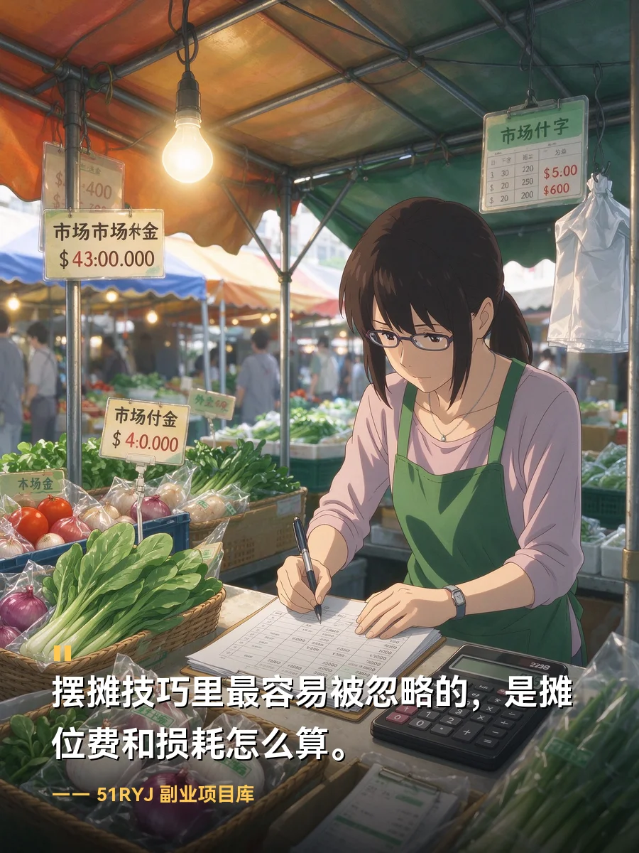 摆摊技巧里最容易被忽略的，是摊位费和损耗怎么算