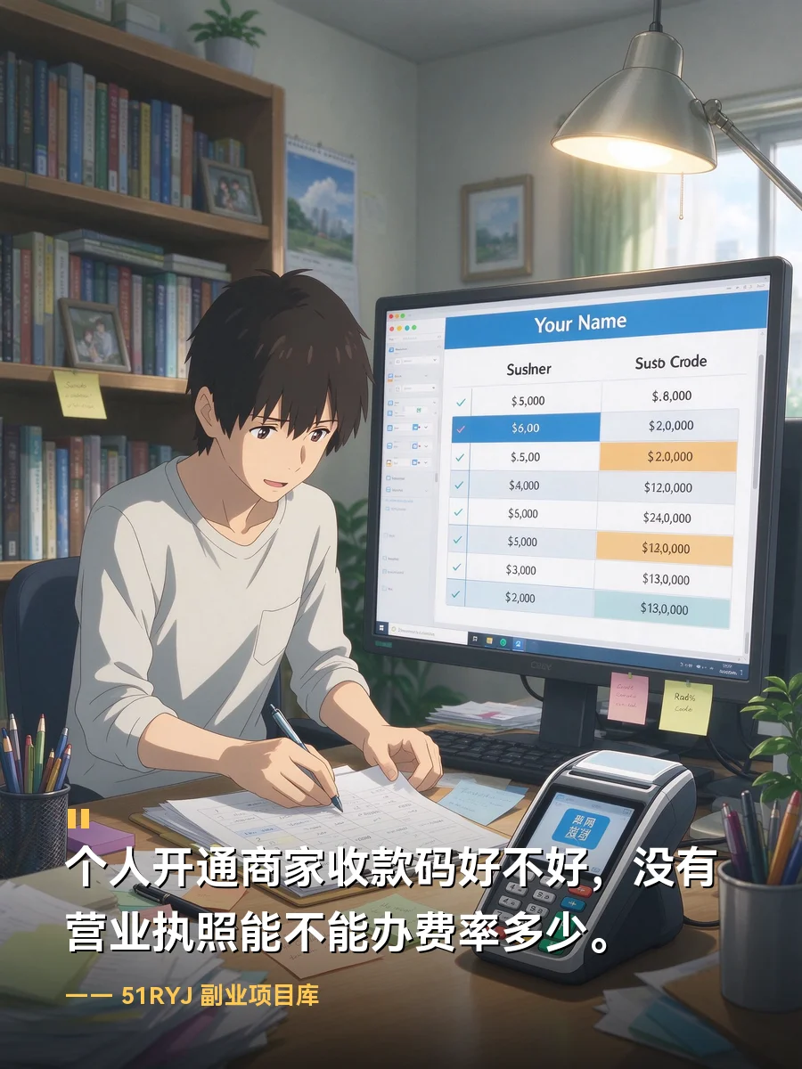 个人开通商家收款码好不好？没有营业执照能不能办费率多少