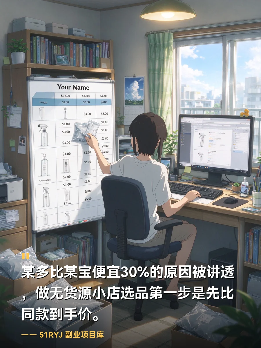 某多比某宝便宜30%的原因被讲透？做无货源小店，选品第一步是先比同款到手价