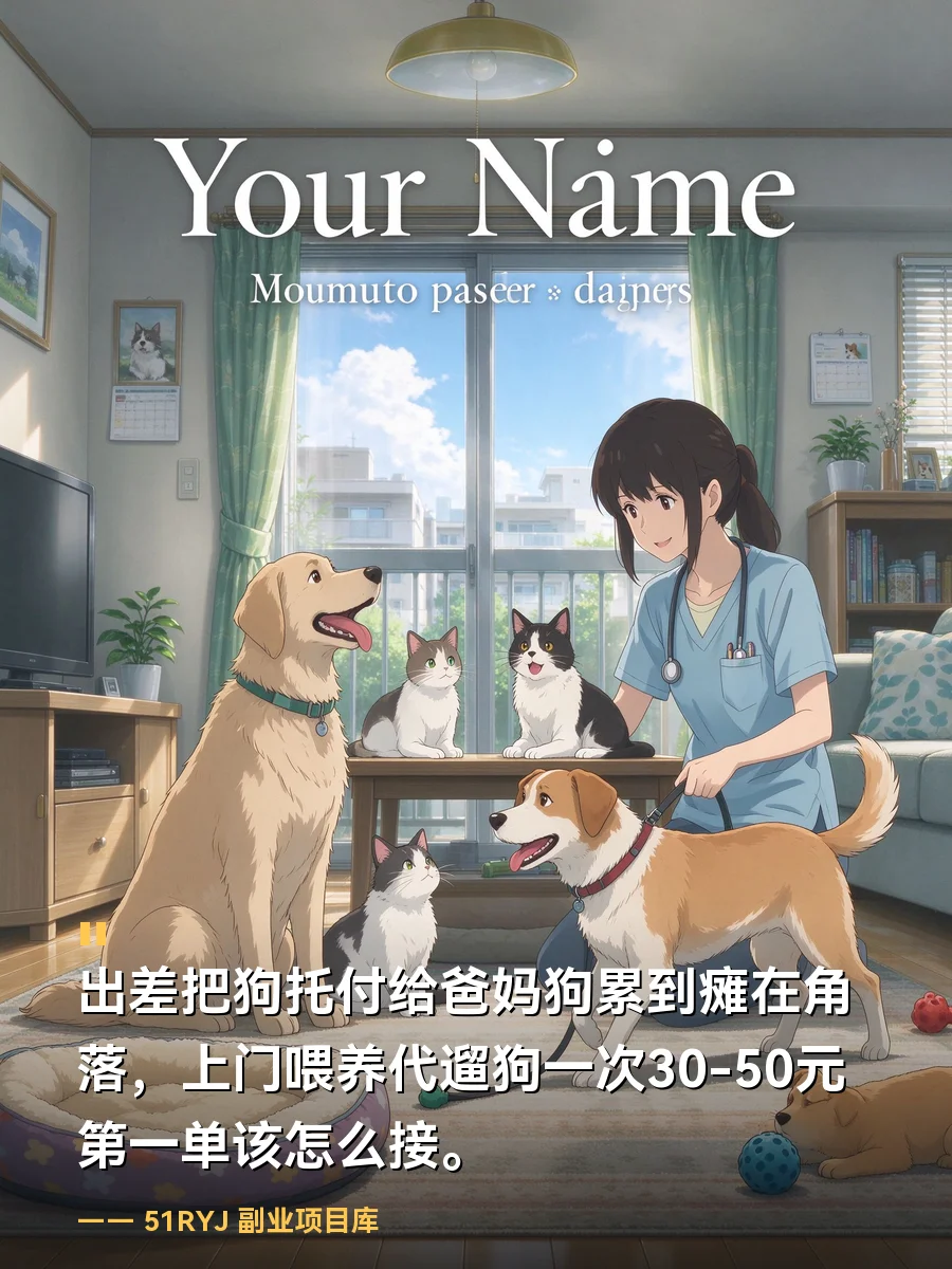 出差把狗托付给爸妈，狗累到瘫在角落：上门喂养代遛狗一次30-50元，第一单该怎么接