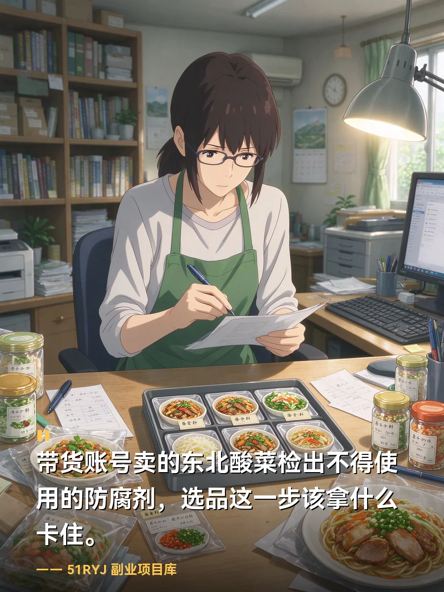 带货账号卖的东北酸菜检出不得使用的防腐剂：选品这一步该拿什么卡住