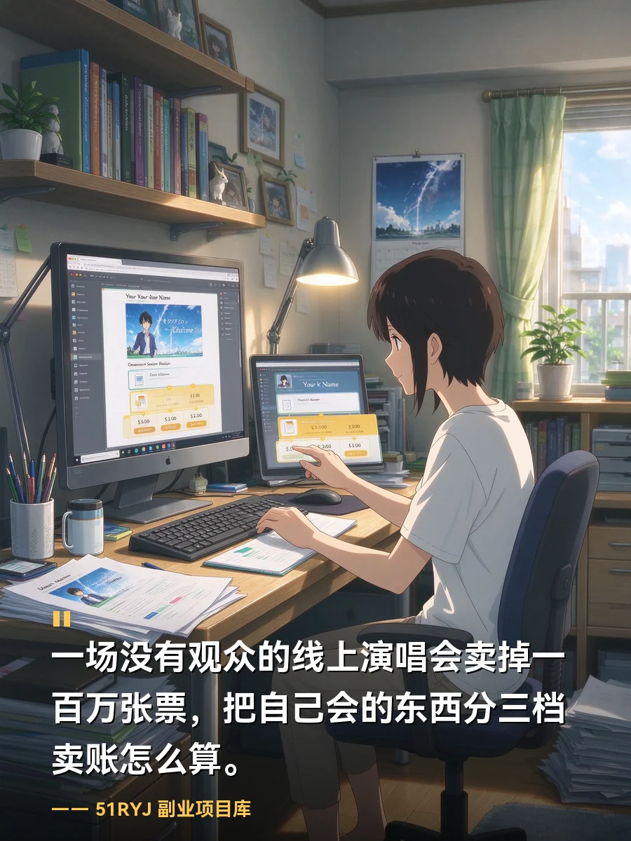 一场没有观众的线上演唱会卖掉一百万张票：把自己会的东西分三档卖，账怎么算