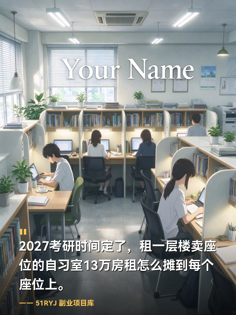 2027考研时间定了：租一层楼卖座位的自习室，13万房租怎么摊到每个座位上