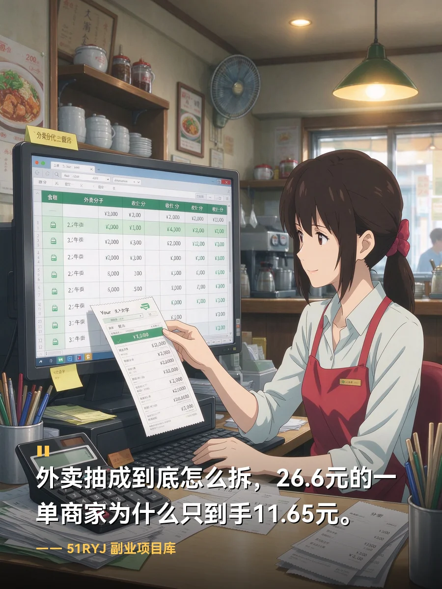 外卖抽成到底怎么拆：26.6 元的一单，商家为什么只到手 11.65 元