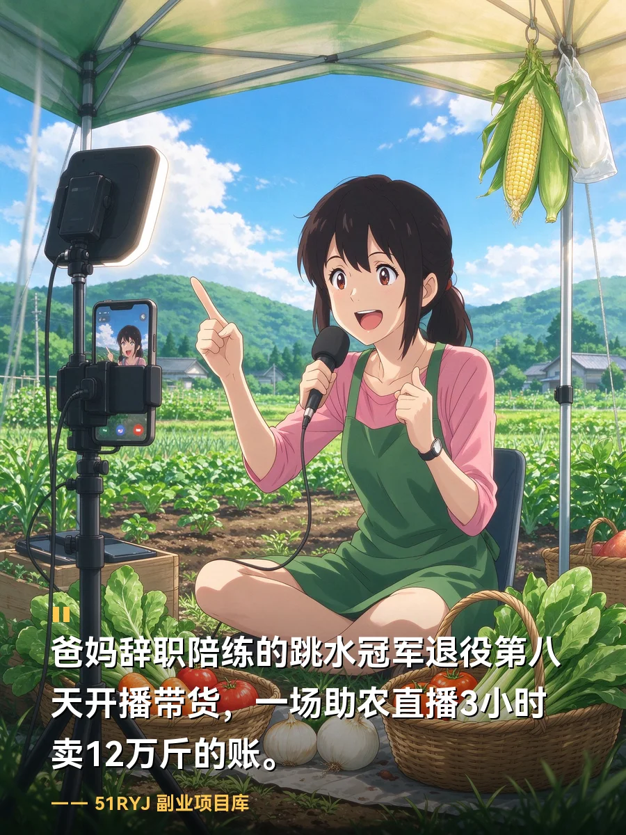 爸妈辞职陪练的跳水冠军，退役第八天开播带货：一场助农直播 3 小时卖 12 万斤的账
