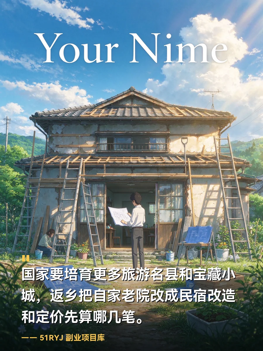国家要培育更多旅游名县和宝藏小城，返乡把自家老院改成民宿，改造和定价先算哪几笔