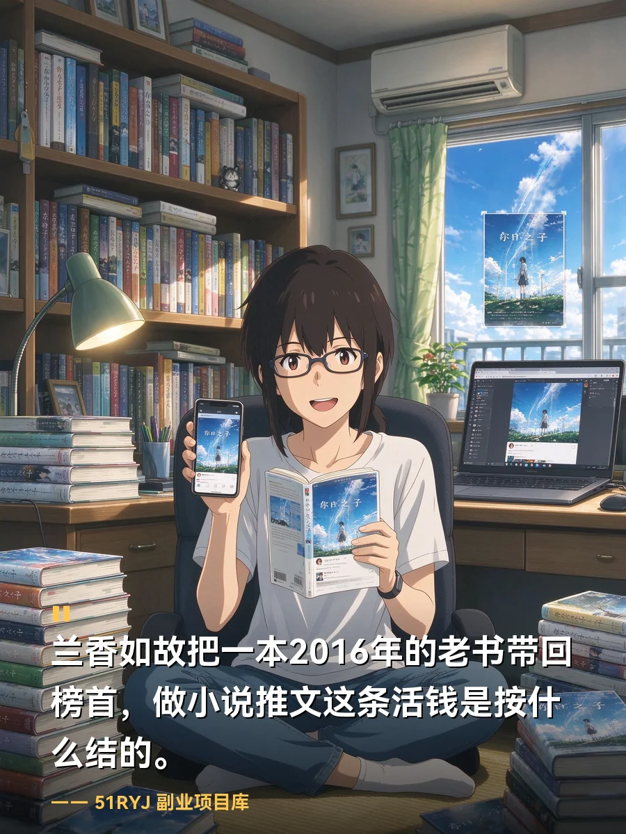 兰香如故把一本2016年的老书带回榜首：做小说推文这条活，钱是按什么结的