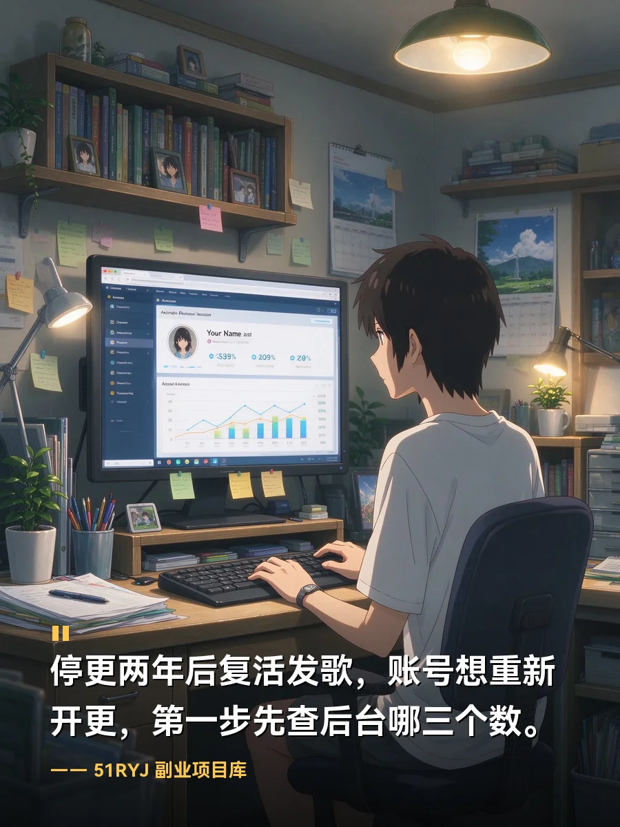 停更两年后「复活」发歌：账号想重新开更，第一步先查后台哪三个数