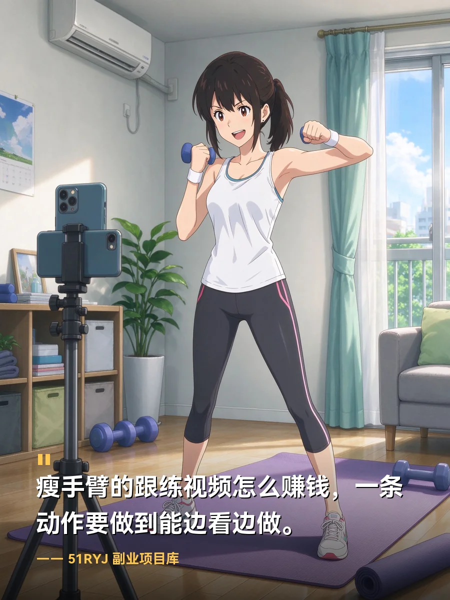 瘦手臂的跟练视频怎么赚钱：一条动作要做到能边看边做