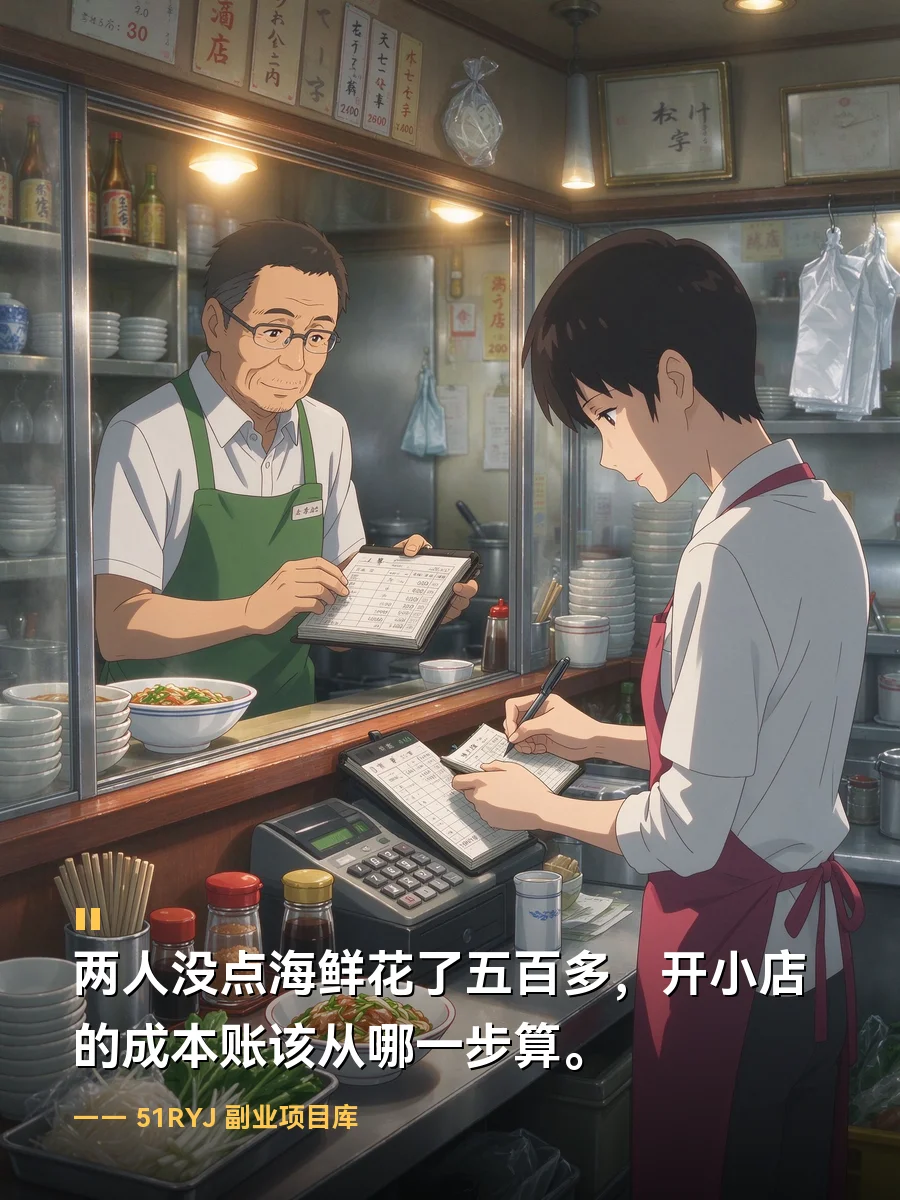 两人没点海鲜花了五百多，开小店的成本账该从哪一步算