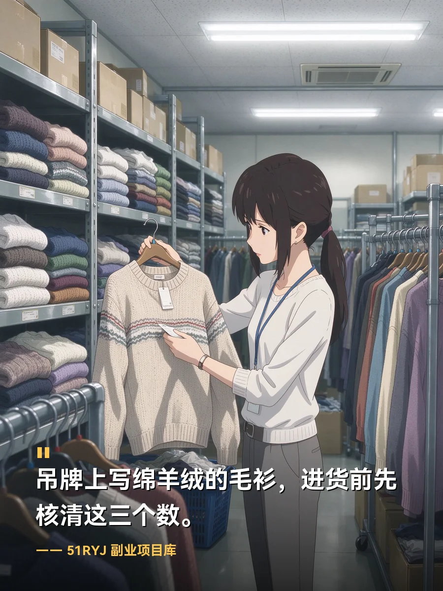 吊牌上写绵羊绒的毛衫，进货前先核清这三个数