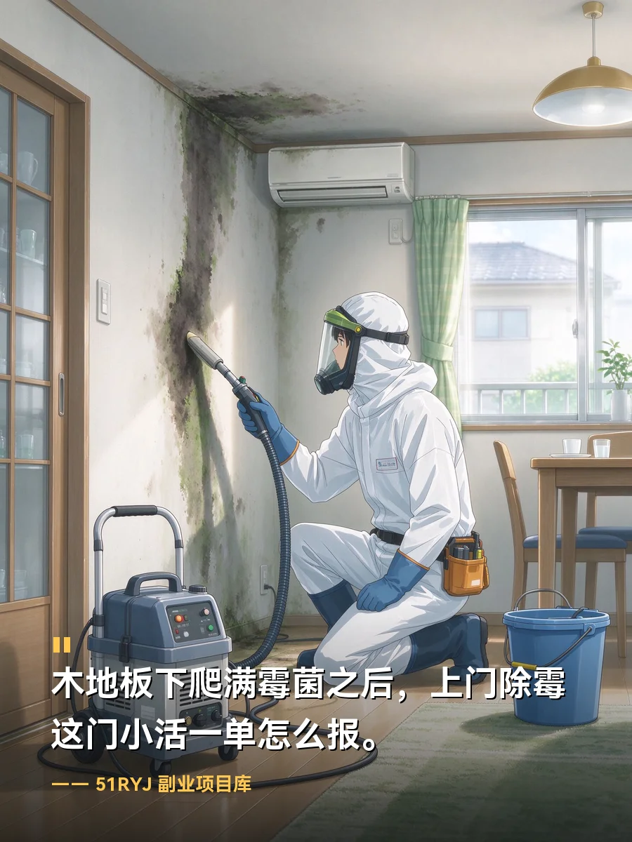 木地板下爬满霉菌之后：上门除霉这门小活，一单怎么报