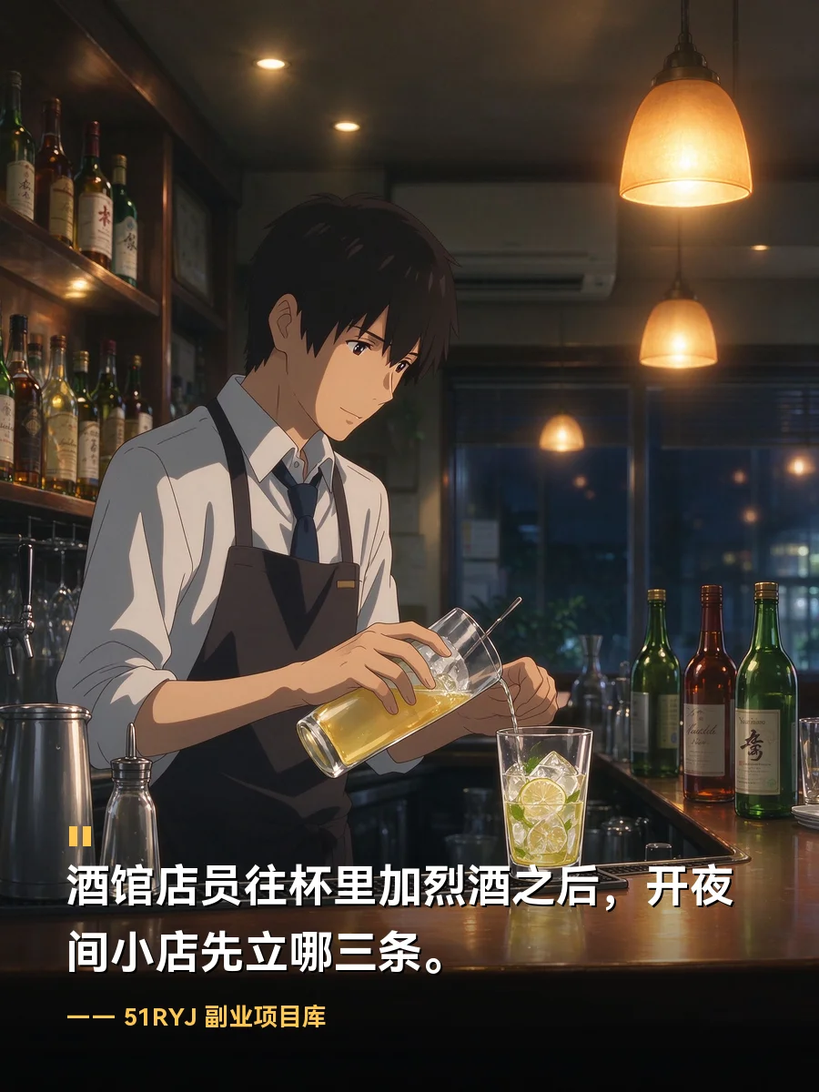 酒馆店员往杯里加烈酒之后，开夜间小店先立哪三条