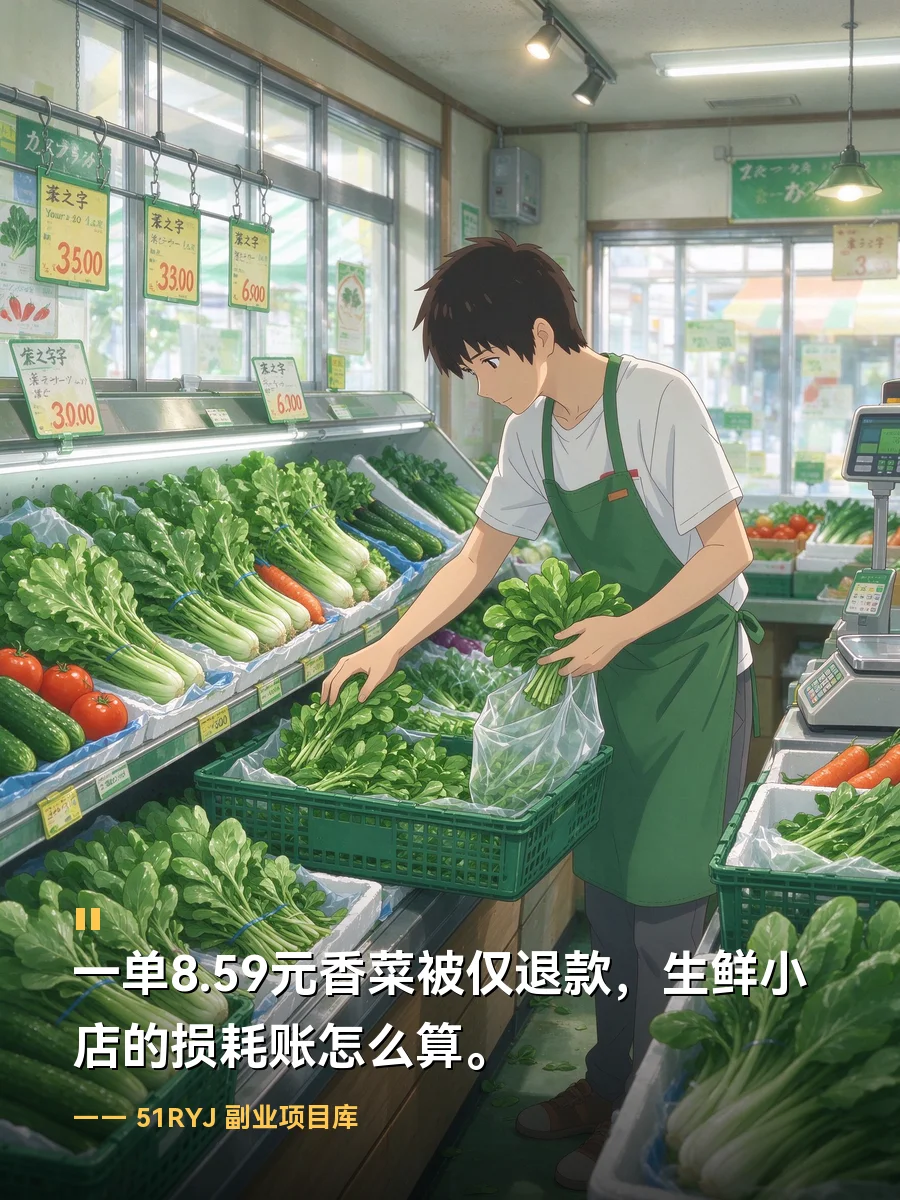 一单8.59元香菜被仅退款，生鲜小店的损耗账怎么算