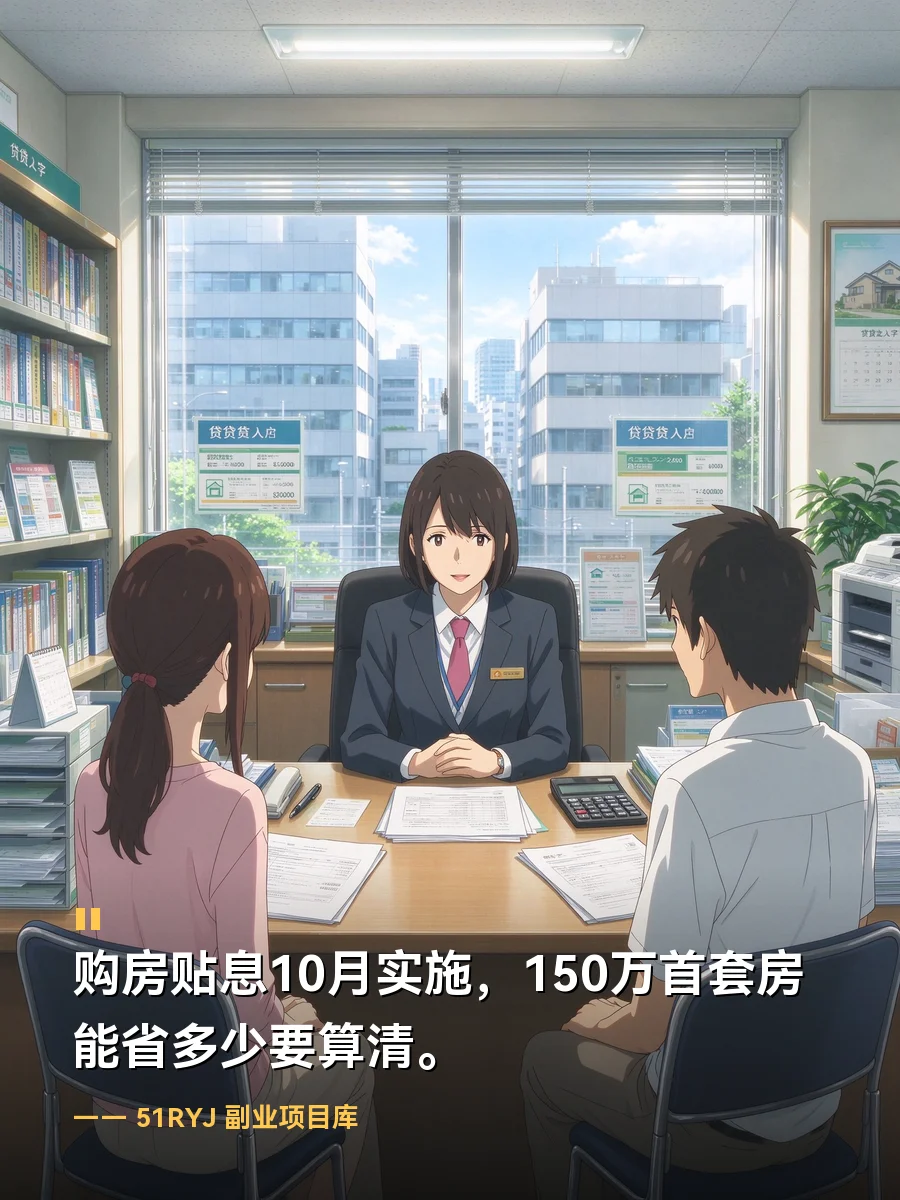 购房贴息10月起实施，150万以内的首套房省多少
