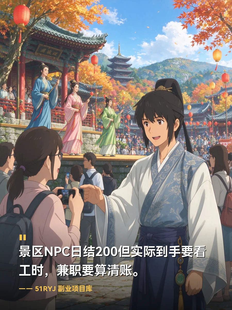 国庆景区NPC日结200块，七天打零真实到手多少