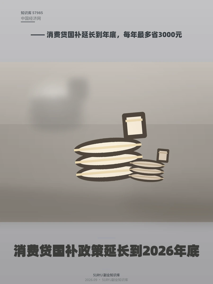 消费贷国补延长到年底，每年最多省3000元