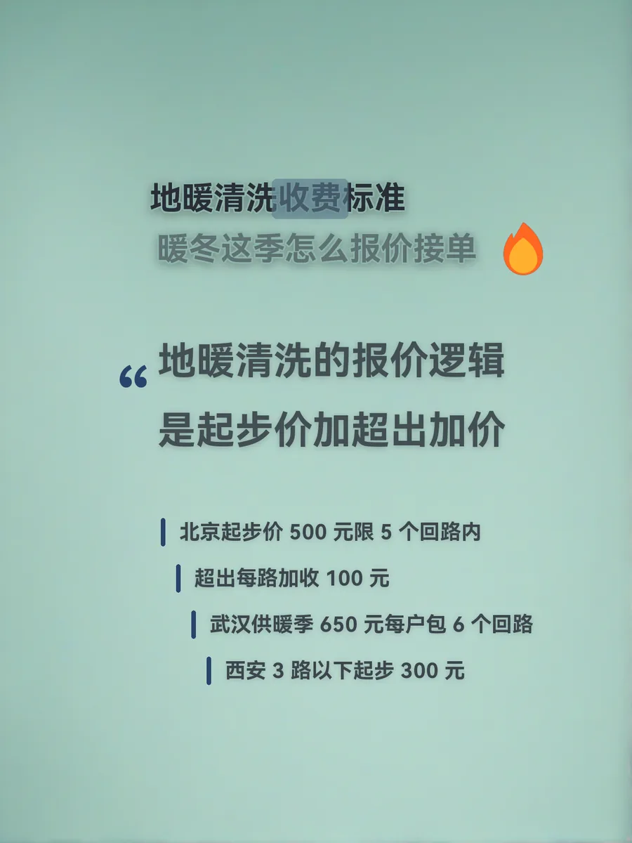 地暖清洗收费标准：暖冬这季怎么报价接单