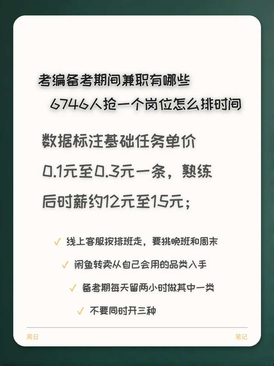 考编备考期间兼职有哪些，6746人抢一个岗位怎么排时间