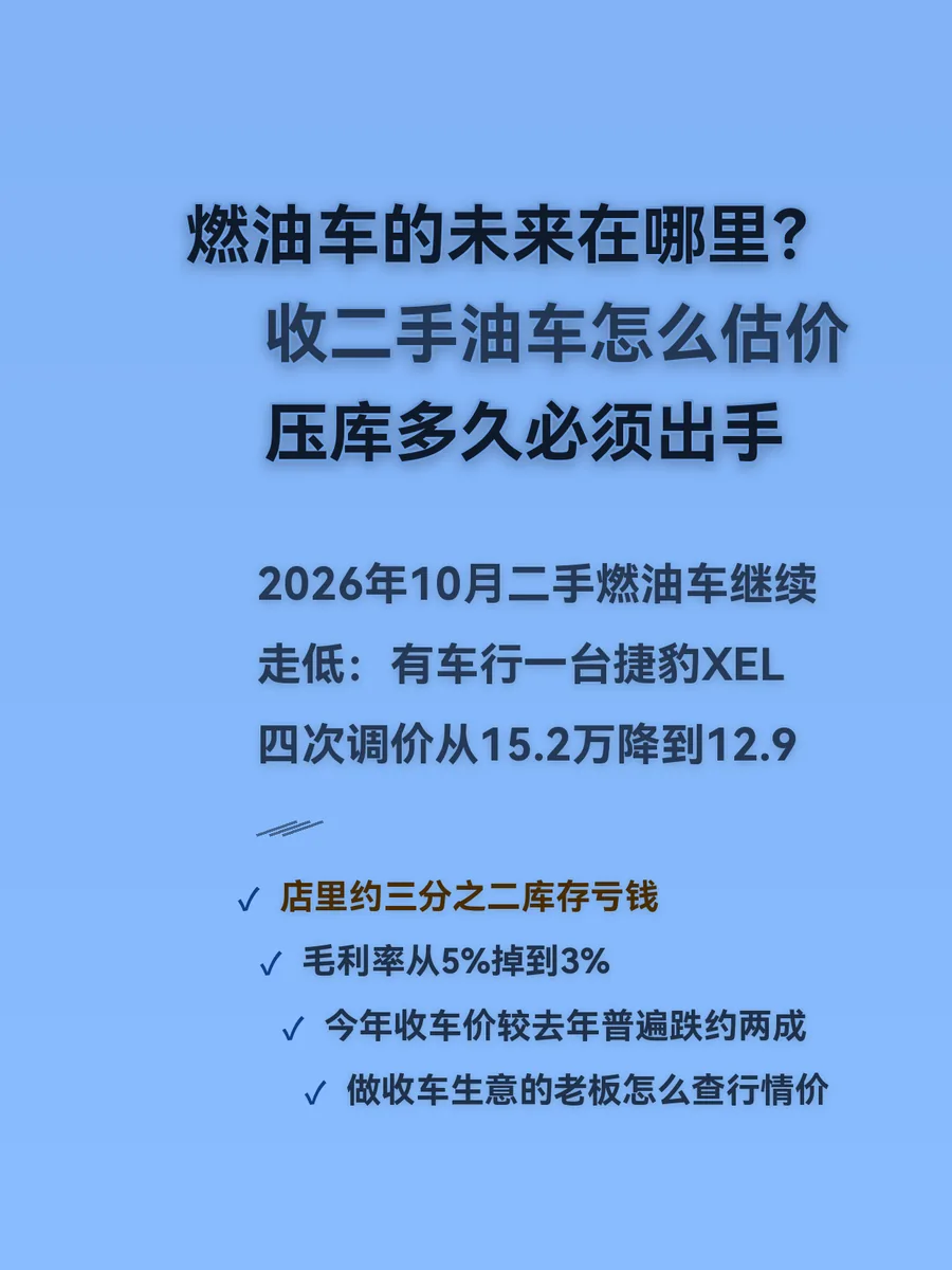 燃油车的未来在哪里？收二手油车怎么估价、压库多久必须出手