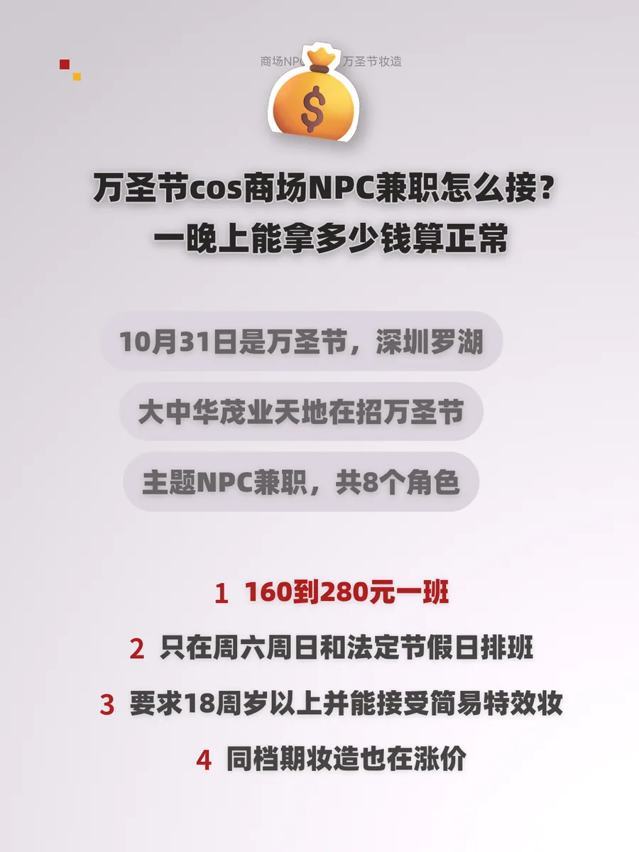 万圣节cos商场NPC兼职怎么接？一晚上能拿多少钱算正常